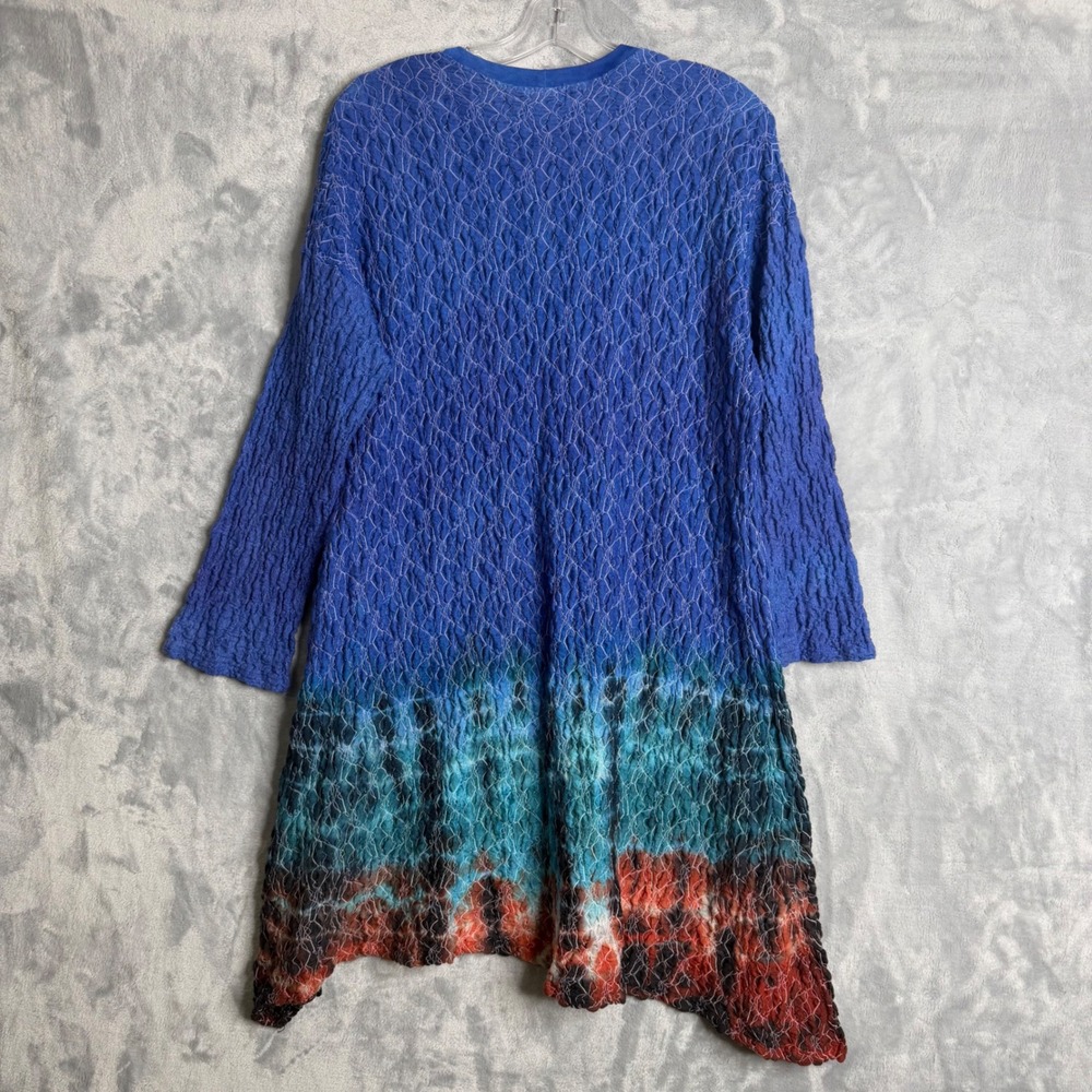 Art of Cloth Tunic Dress Womens Plus Size 1X Blue Multi Tie Dye Lagenlook Boho - Picture 2 of 8